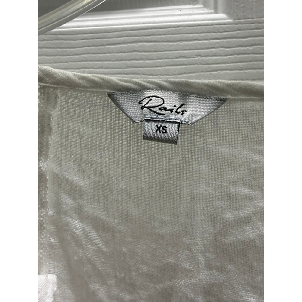 Rails Ashlyn White Linen Blend Smocked Midi Dress XS Boho Cottagecore - Picture 5 of 11